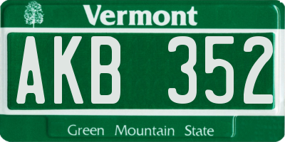 VT license plate AKB352