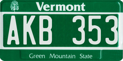VT license plate AKB353