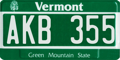 VT license plate AKB355