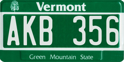 VT license plate AKB356