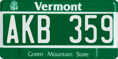 VT license plate AKB359