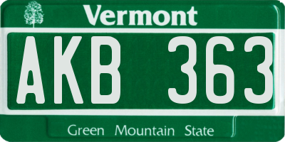 VT license plate AKB363