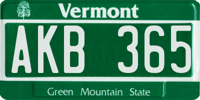 VT license plate AKB365