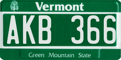 VT license plate AKB366