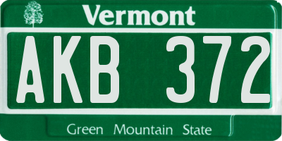 VT license plate AKB372