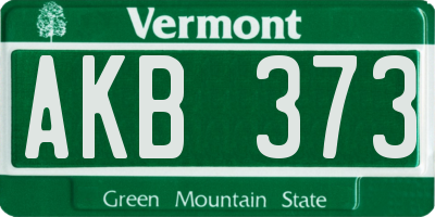 VT license plate AKB373