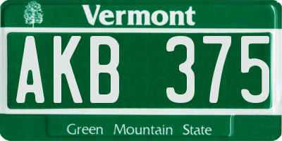 VT license plate AKB375