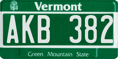 VT license plate AKB382