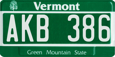 VT license plate AKB386