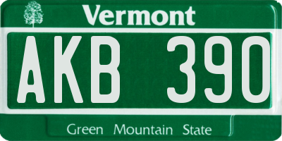 VT license plate AKB390
