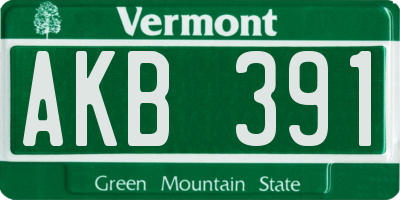 VT license plate AKB391