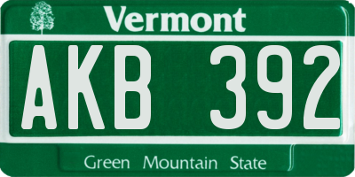 VT license plate AKB392