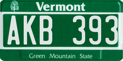 VT license plate AKB393