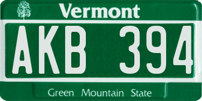 VT license plate AKB394