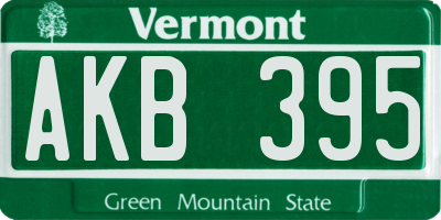 VT license plate AKB395