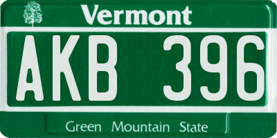 VT license plate AKB396