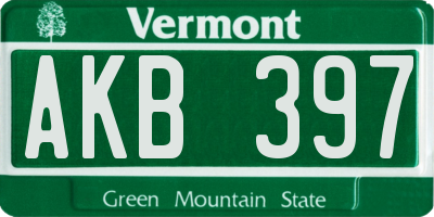 VT license plate AKB397