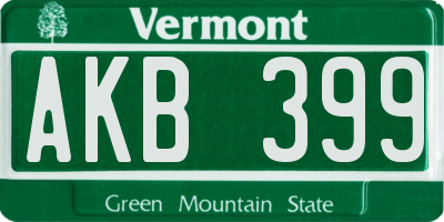 VT license plate AKB399
