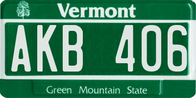 VT license plate AKB406
