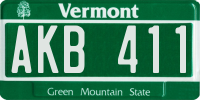 VT license plate AKB411