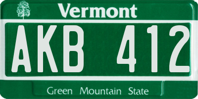 VT license plate AKB412