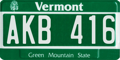 VT license plate AKB416