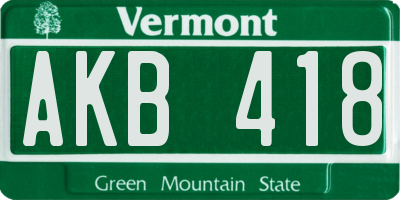 VT license plate AKB418