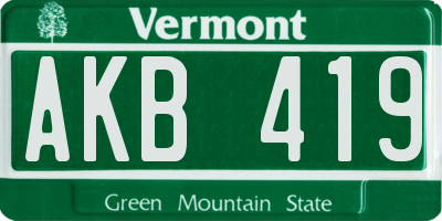 VT license plate AKB419