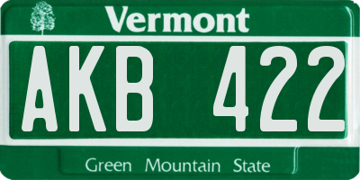 VT license plate AKB422