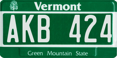 VT license plate AKB424