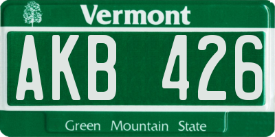VT license plate AKB426