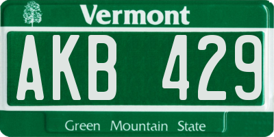 VT license plate AKB429