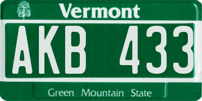 VT license plate AKB433