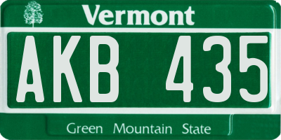 VT license plate AKB435