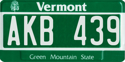 VT license plate AKB439