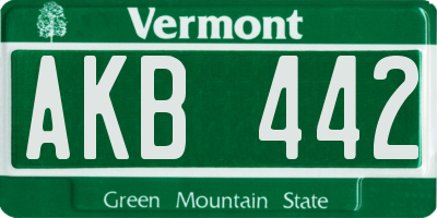 VT license plate AKB442