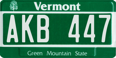 VT license plate AKB447