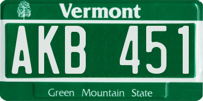 VT license plate AKB451