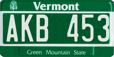 VT license plate AKB453