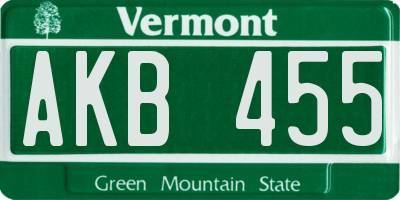 VT license plate AKB455