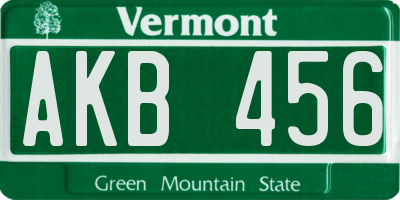 VT license plate AKB456