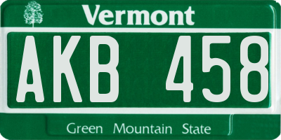 VT license plate AKB458
