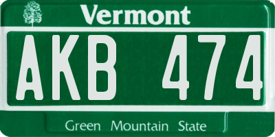 VT license plate AKB474