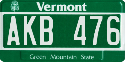 VT license plate AKB476