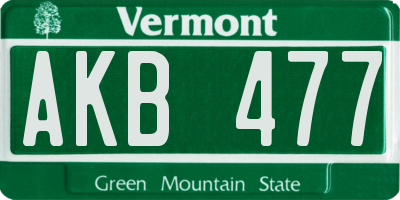 VT license plate AKB477
