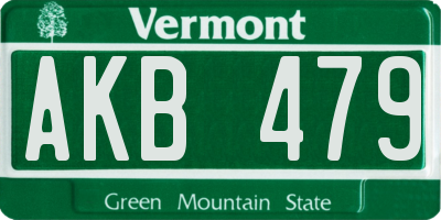 VT license plate AKB479
