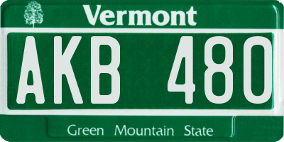 VT license plate AKB480