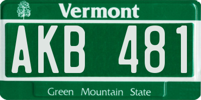 VT license plate AKB481