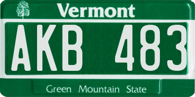 VT license plate AKB483