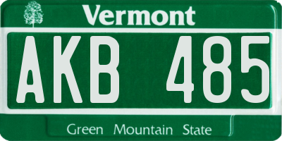 VT license plate AKB485